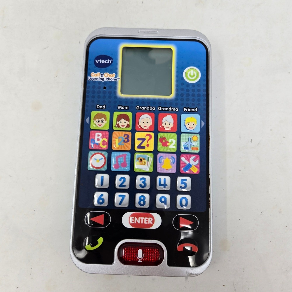 VTech Call & Chat Learning Phone Blue Silver Toddler Educational Toy Tested